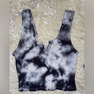 Garage black and white tie dye crop tank
